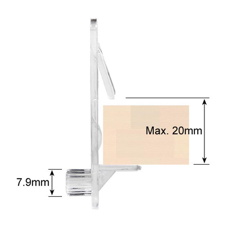 lasenersm 20 Pieces Plastic Locking Shelf Pins Cabinet Shelf Clips Locking Shelf Support Pegs Locking Shelf Pegs Fits 7.9mm Diameter Hole and 3/4 Inch Thick Shelf for Kitchen Cabinet Furniture Book Shelves - Image 2